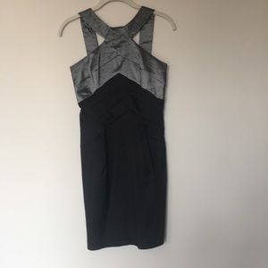 Jessica McClintock Metallic Grey and Black Dress